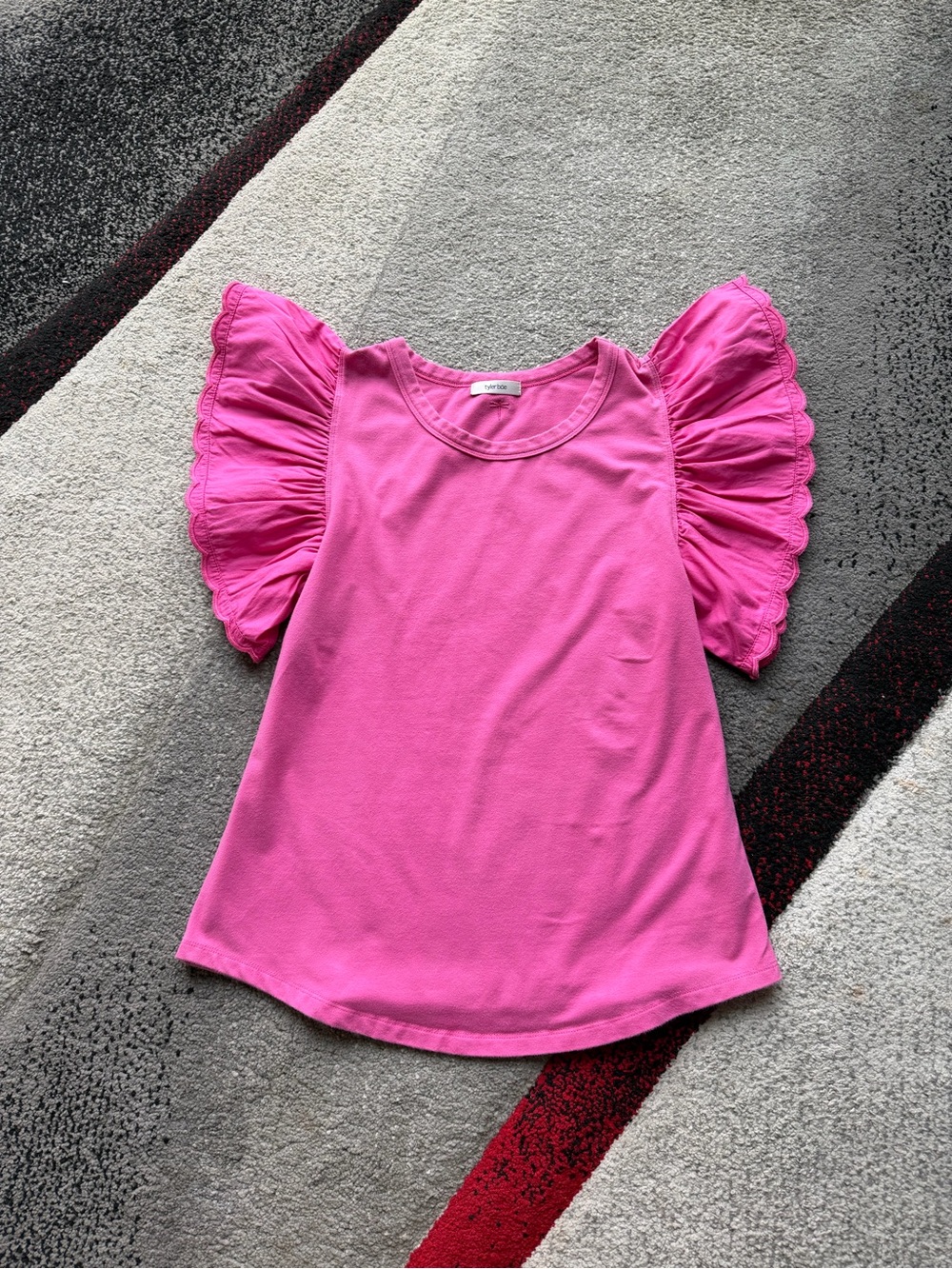 Tyler Boe Pink Flutter Sleeve Tee Shirt
